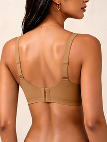 SHEIN 1pc Women's Simple Comfortable Seamless Jelly Glue Wireless Bra With Removable Padding - Brown - View 8