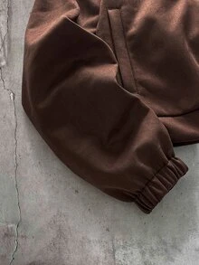AXEPEAK Men's Long Sleeve Casual Jacket With Snap Button Placket, Vintage Zip Jacket, Spring/Autumn, Outdoor - Brown - View 4