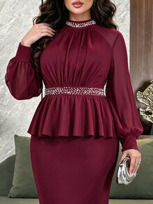 Modelyn Women Plus Formal & Evening Dresses - Burgundy - View 4