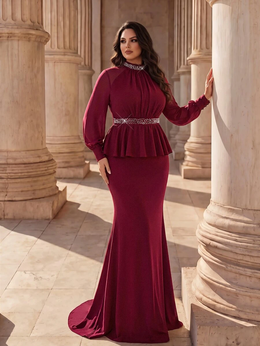 Modelyn Women Plus Formal & Evening Dresses - Burgundy - View 1