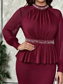 Modelyn Women Plus Formal & Evening Dresses - Burgundy - View 3