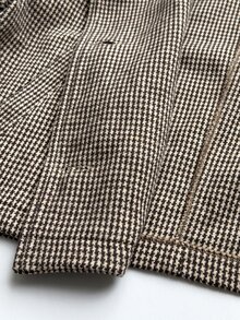 SHEIN EZwear 女款編織千鳥格粗花呢外套，法式優雅復古辦公風，秋冬款 - 卡其色 - 查看 9