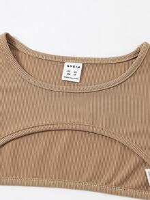 SHEIN 年輕女孩高低T卹和字母圖形背心上衣和短褲 - 彩色 - 查看 5