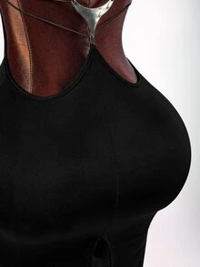 Amplova Women's Solid Color Fitted Sexy Spaghetti Strap Backless Dress - Black - View 7
