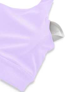 SHEIN Tween Girls Stretch Activewear Top, Yoga Scene Cross Back Strap, Removable Padded Sports Bra, Moisture Wicking Absorbs Sweat, Autumn Winter, Fall, Gym - Purple - View 6