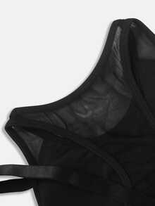 Tween Girls Solid All Black Design Vest, Modest Minimalist, Yoga Bra, Back Mesh Criss-Cross Strap Gym Active Summer - Black - View 7