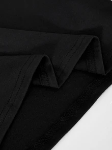 SHEIN Setelan Anak Perempuan 2pcs/Set Kaos Lengan Panjang Slim Fit Minimalis Kasual Bordir Kuda, Pakaian Musim Gugur, Atasan Musim Gugur, Musim Gugur, Musim Semi - Hitam - View 5