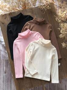 SHEIN 4pcs/Set Baju Bayi Balita Serbaguna Lucu Rajut Lengan Panjang Kerah Tinggi Warna Polos - MultiWarna - View 2