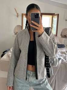 Livesso Women's Winter Grey Wool Blend Coat With Lapel Collar, Buttons, Long Sleeves, Thick Fabric, Waist-Cinching Mid-Length - Grey - View 6