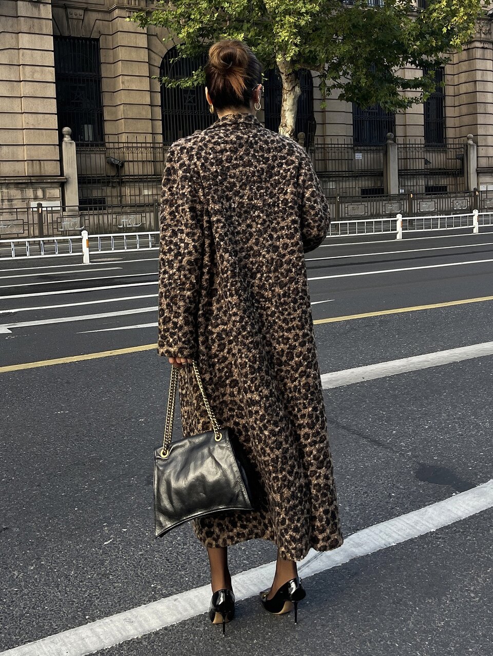 Women's Street Style Leopard Print Button Long Sleeve Overcoat