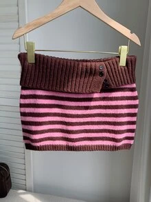 Comfortcana Women's Colorblock Striped Knit Skirt - Brown - View 6