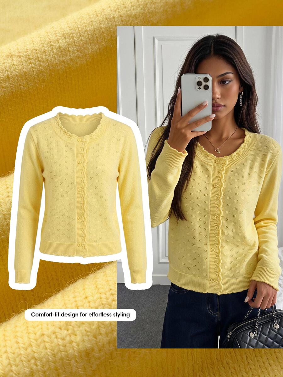 Comfortcana Cardigan de unicolor versátil y casual para mujer