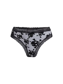 AltBold Women's Skull Lace Patchwork Thong Panties 5pcs Set - Multicolor - View 5