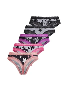 AltBold Women's Skull Lace Patchwork Thong Panties 5pcs Set - Multicolor - View 2