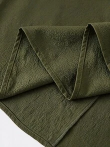 Rusticease Plus Size Women's Solid Color Round Neck Long Sleeve Casual Dress - Army Green - View 5