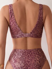 Costavie 2026 Spring/Summer Random Leopard Print Deep V Side High Waist Women's Bikini Swimwear Two Pieces Set - Multicolor - View 2
