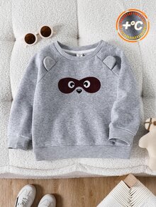 SHEIN Kids Young Boys Casual And Cute Animal Print Grey Crewneck Sweatshirt Is Perfect For Autumn And Winter Wear. - Light Grey - View 6