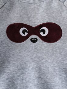 SHEIN Kids Young Boys Casual And Cute Animal Print Grey Crewneck Sweatshirt Is Perfect For Autumn And Winter Wear. - Light Grey - View 4
