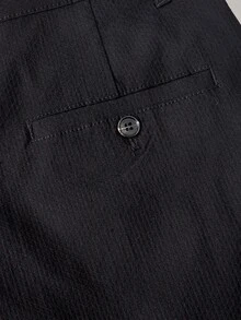 Officeau Men's Black Slim Fit Wrinkle-Resistant Stretch Suit Pants, For Formal Business/ Office - Black - View 6