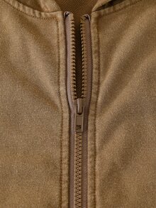 SHEIN Tween Boys Casual Solid Color Minimalist Zip-Up Sweatshirt - Mocha Brown - View 5