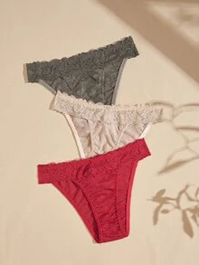 Lullawish Women's Elegant Solid Color Lace Triangle Panties - Multicolor - View 1