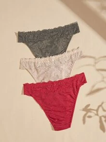 Lullawish Women's Elegant Solid Color Lace Triangle Panties - Multicolor - View 2