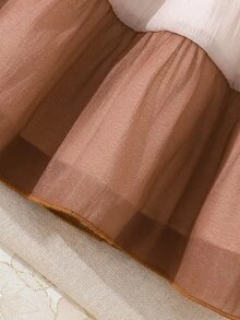 SHEIN 1件女嬰休閒漸層拼接短袖洋裝，適合外出、居家休閒與派對 - 彩色 - 查看 6