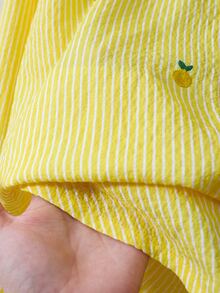 SHEIN 青少年女孩秋季上衣 白色與黃色鳳梨刺繡長袖襯衫，甜美秋季日常可愛，適合學校、休閒、度假 - 黃色 - 查看 6