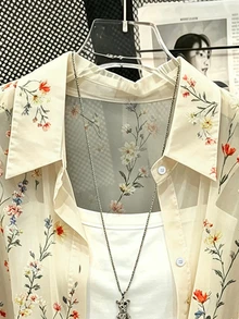 INAWLY Blus Wanita Motif Bunga Kasual Serbaguna untuk Pemakaian Sehari-hari - MultiWarna - View 4