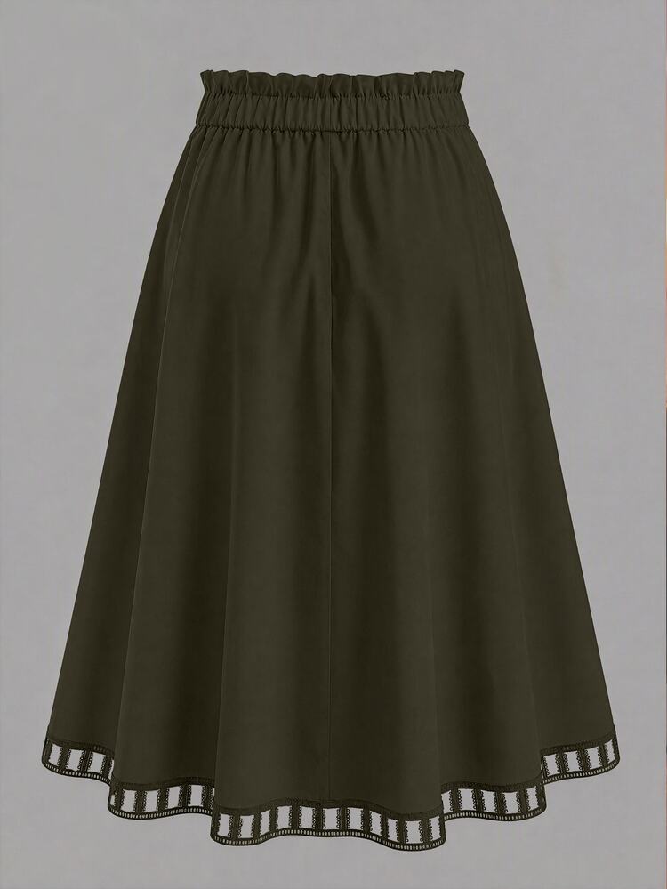 GlowEve CURVE Plus Size Elegant Commuter Elegant White Skirt - Army Green - View 2