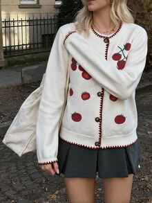 Flora Isola Flora Isola Elegant Round Neck Single-Breasted Long Sleeve Cardigan For Women - White - View 7
