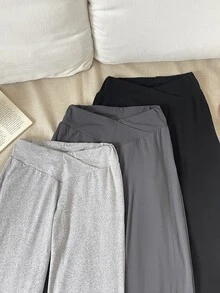 SHEIN 青少年女孩3件組長褲套裝，三色V型設計 - 彩色 - 查看 3