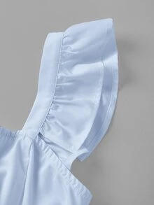 SHEIN MOD Women's Summer Casual Solid Color Hollow Embroidery Blouse - Baby Blue - View 5