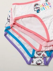 Maija Kids HELLO KITTY AND FRIENDS | SHEIN Maija Kids 5 Pcs Kids Tween Girls Casual Exquisite Comfortable Fitted Fun Cartoon Print Knitted Multi-Color Triangle Panties Multi-Pack Suitable For Layering And All Seasons - Multicolor - View 9