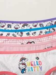 Maija Kids HELLO KITTY AND FRIENDS | SHEIN Maija Kids 5 Pcs Kids Tween Girls Casual Exquisite Comfortable Fitted Fun Cartoon Print Knitted Multi-Color Triangle Panties Multi-Pack Suitable For Layering And All Seasons - Multicolor - View 8