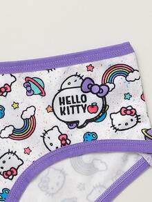 Maija Kids HELLO KITTY AND FRIENDS | SHEIN Maija Kids 5 Pcs Kids Tween Girls Casual Exquisite Comfortable Fitted Fun Cartoon Print Knitted Multi-Color Triangle Panties Multi-Pack Suitable For Layering And All Seasons - Multicolor - View 4