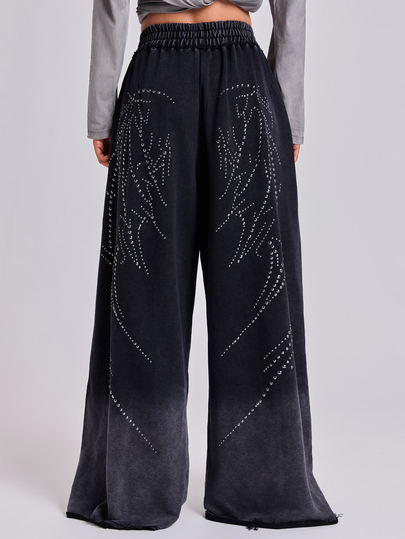Summer Autumn Winter Spring Punk Street Casual Y2K Metallic Foil Wing Graphic Monster Joggers