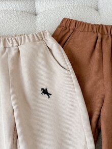SHEIN 兒童男童 2 件組長褲，日常穿著、上學、聚會，秋冬季開學穿搭，舒適秋冬日常服飾 - 彩色 - 查看 6