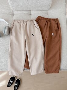 SHEIN 兒童男童 2 件組長褲，日常穿著、上學、聚會，秋冬季開學穿搭，舒適秋冬日常服飾 - 彩色 - 查看 7