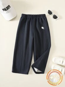 SHEIN 兒童男童 1 件裝休閒寬鬆百褶運動長褲，時尚舒適加厚，適合學校、大學秋季穿著 - 藏蓝色 - 查看 5