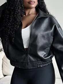 Tyla Gomez Jaket Kulit Vintage Terbaru Musim Semi, Model Pendek, Potongan Reguler, Cocok untuk Hari Valentine - Hitam - View 4