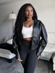 Tyla Gomez Jaket Kulit Vintage Terbaru Musim Semi, Model Pendek, Potongan Reguler, Cocok untuk Hari Valentine - Hitam - View 5