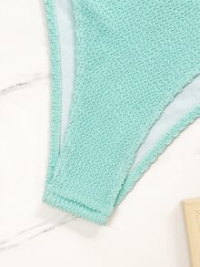 Voyashape Conjunto de bikini sexy de unicolor con lazo halter para mujer, sin push-up con aros - Azul menta - Ver 8