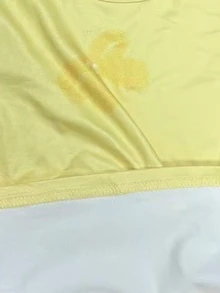 [印花設計] 少女蝴蝶結印花寬鬆圓領短袖T恤，淡黃色，適合春夏穿著，休閒舒適，酷夏系列必備，返校季首選，夏季基礎款上衣，春夏韓風，日常穿搭 - 彩色 - 查看 4