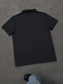Manfinity EMRG Men's Angel Print Short Sleeve Casual Commute Polo Shirt - Black - View 2