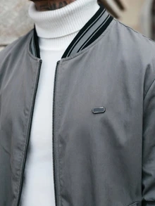 Manfinity CasualCool Men's Casual Streetwear Colorblock Dark Grey Jacket, Autumn Vacation - Light Grey - View 6