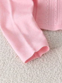 SHEIN Tween Girl' Cardigan, Bow Detail Versatile Stylish Long‑Sleeve Sweater, Single Piece - Pink - View 4