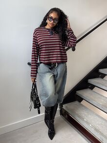 Alexandranx Striped Henley Top, Perfect For Summer, Fall, Casual, Vacation And Everyday Wear. - Multicolor - View 4