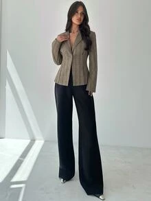 Firerie 女款休閒優雅亞麻收腰長袖翻領薄款西裝外套，米色，適合夏季／教師節辦公商務場合 - 彩色 - 查看 7