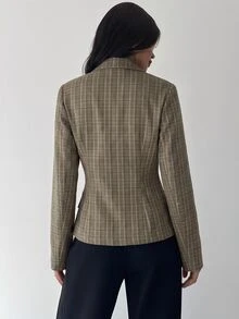 Firerie 女款休閒優雅亞麻收腰長袖翻領薄款西裝外套，米色，適合夏季／教師節辦公商務場合 - 彩色 - 查看 6